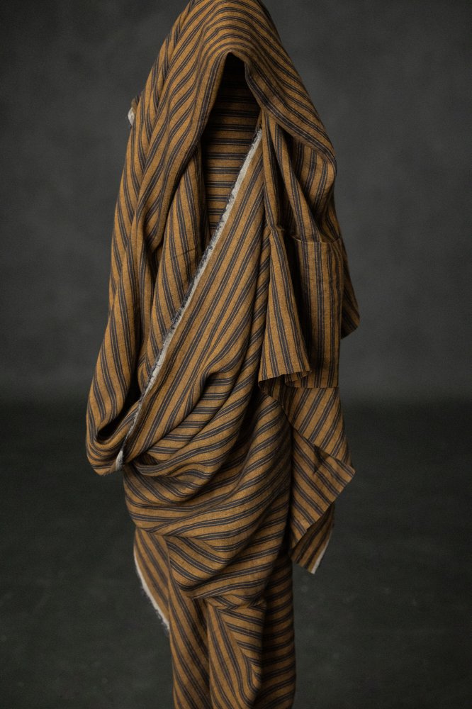brown black stripe fabric linen