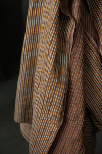 stripy brown ochre blue stripe fabric 