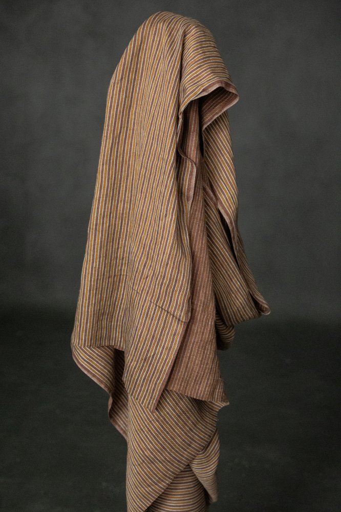 stripy brown ochre blue stripe fabric 