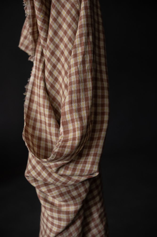 brown linen gingham