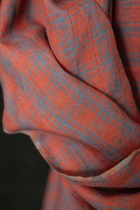 blue red check fabric