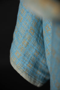 yellow and blue linen double gauze fabric