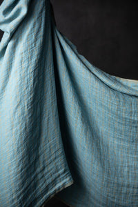 yellow and blue linen double gauze fabric