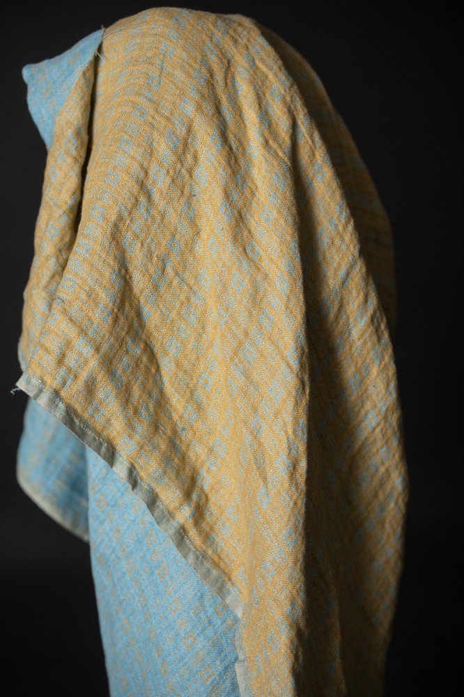 yellow and blue linen double gauze fabric