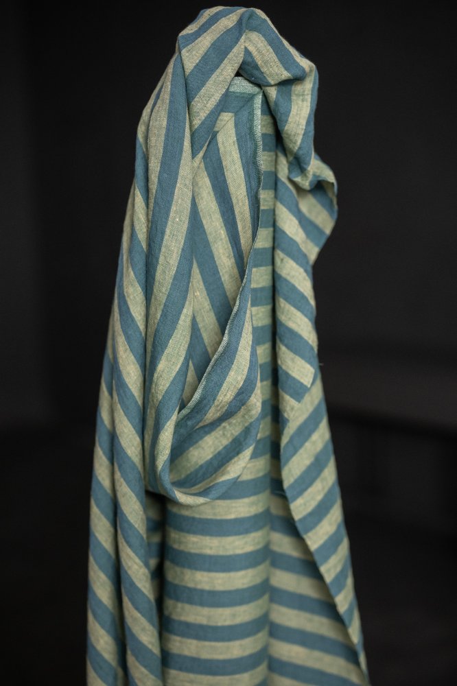 yellow green striped linen