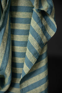 yellow green striped linen