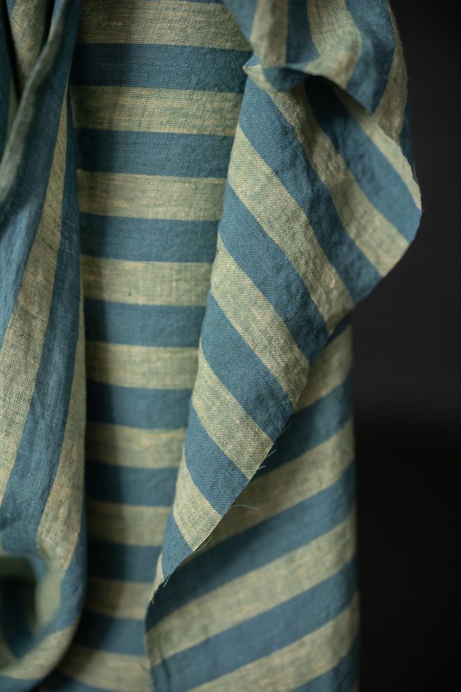 yellow green striped linen