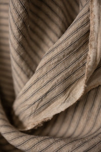 sand and grey stripe extra wide laundered linen fabric