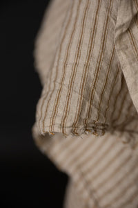 warm sand extra wide laundered linen stripe fabric