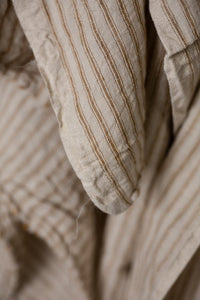 warm sand extra wide laundered linen stripe fabric
