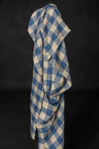 blue pink gingham linen