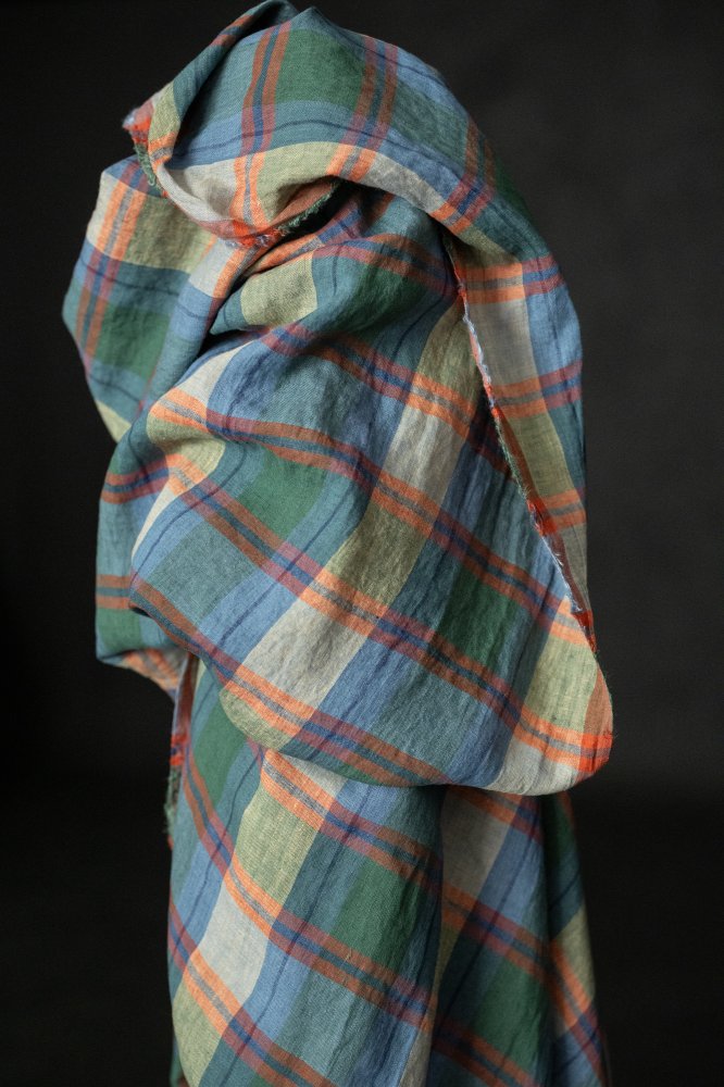multicoloured check gingham linen fabric