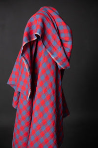 red and blue gingham linen fabric