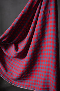 red and blue gingham linen fabric