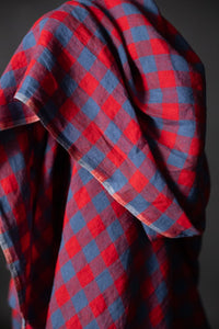red and blue gingham linen fabric