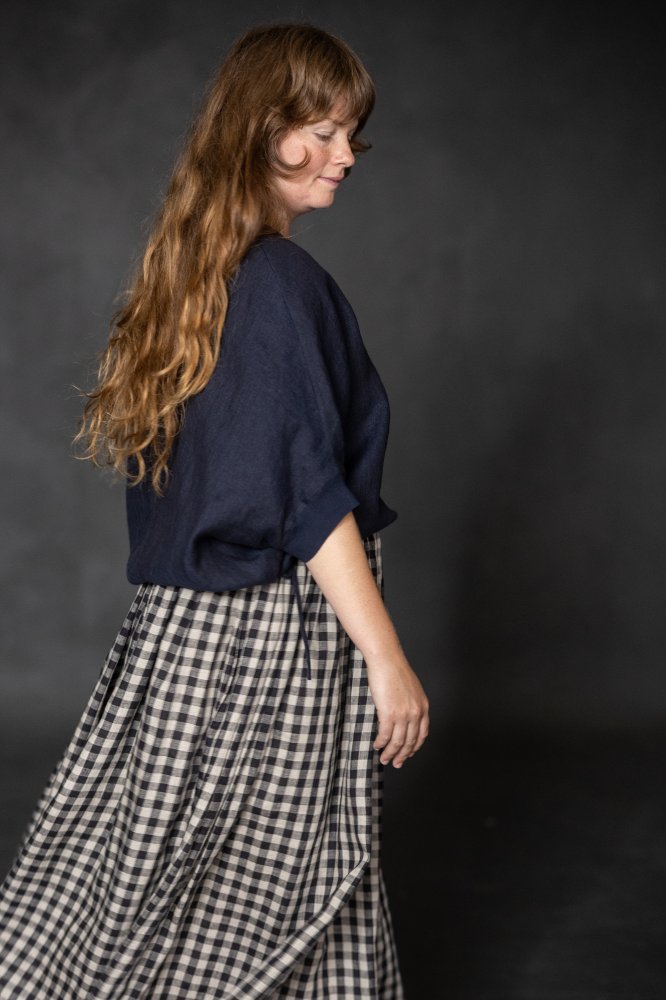 Black and white gingham linen