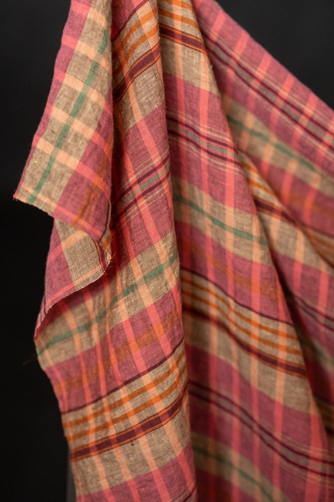 pink checked linen