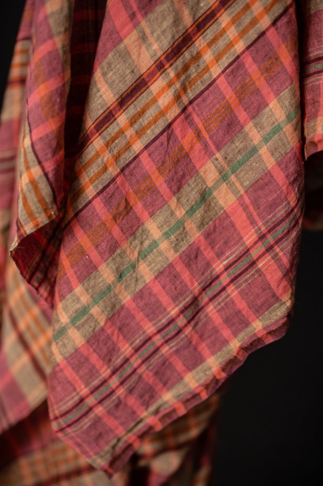 pink checked linen