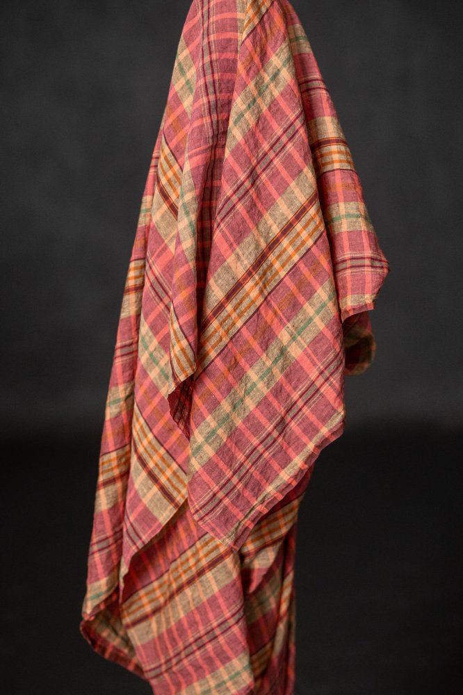 pink checked linen