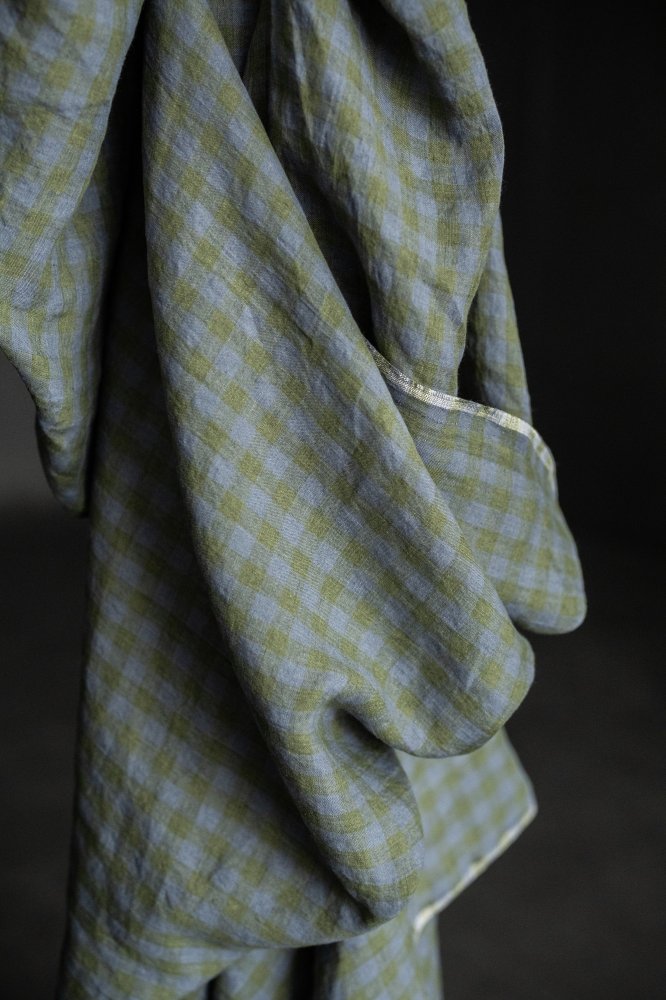 green blue gingham linen