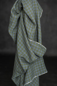 green blue gingham linen
