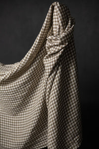 brown and cream check linen fabric