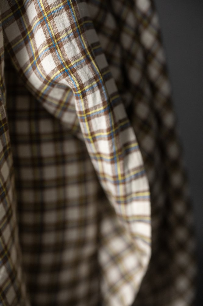 brown and cream check linen fabric