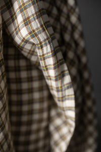 brown and cream check linen fabric