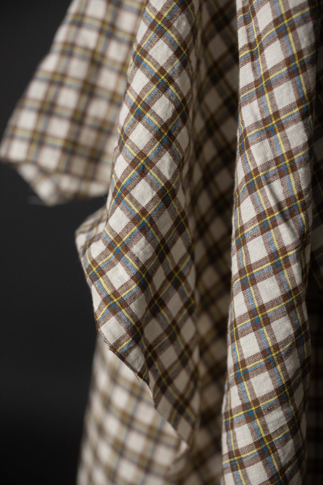 brown and cream check linen fabric