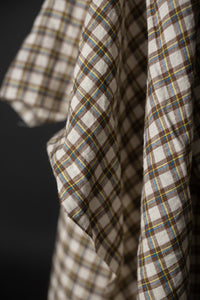 brown and cream check linen fabric