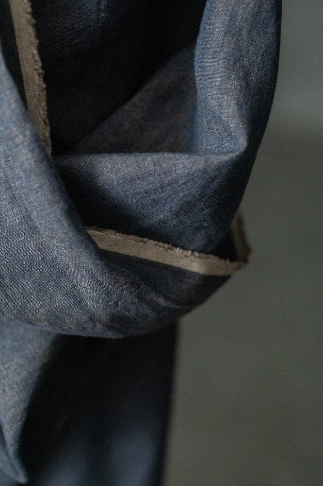 navy brown cross weave fabric linen