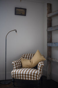 European Laundered Linen/Cotton Gingham - Bitter Cocoa Garden Party