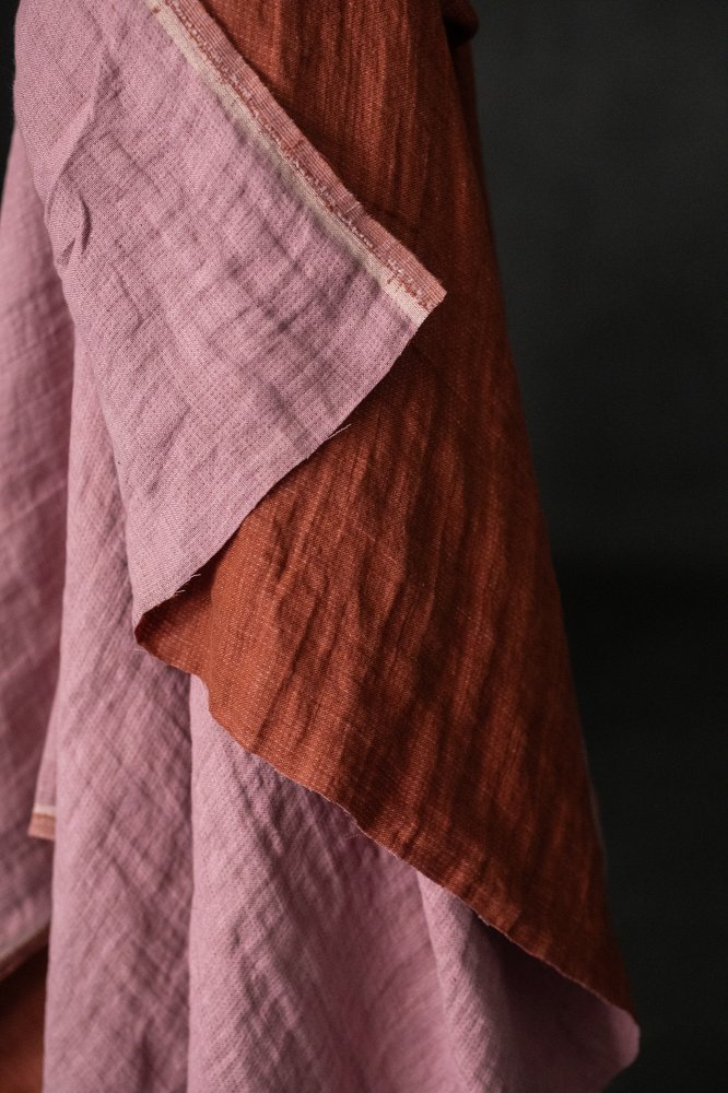pink red linen fabric