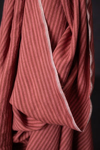 pink red stripe linen fabric
