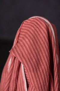 pink red stripe linen fabric