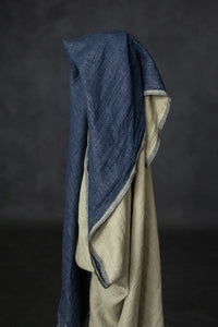 navy double gauze linen fabric