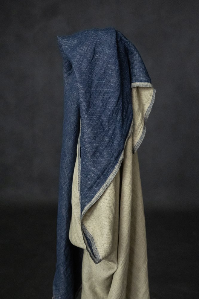 navy double gauze linen fabric