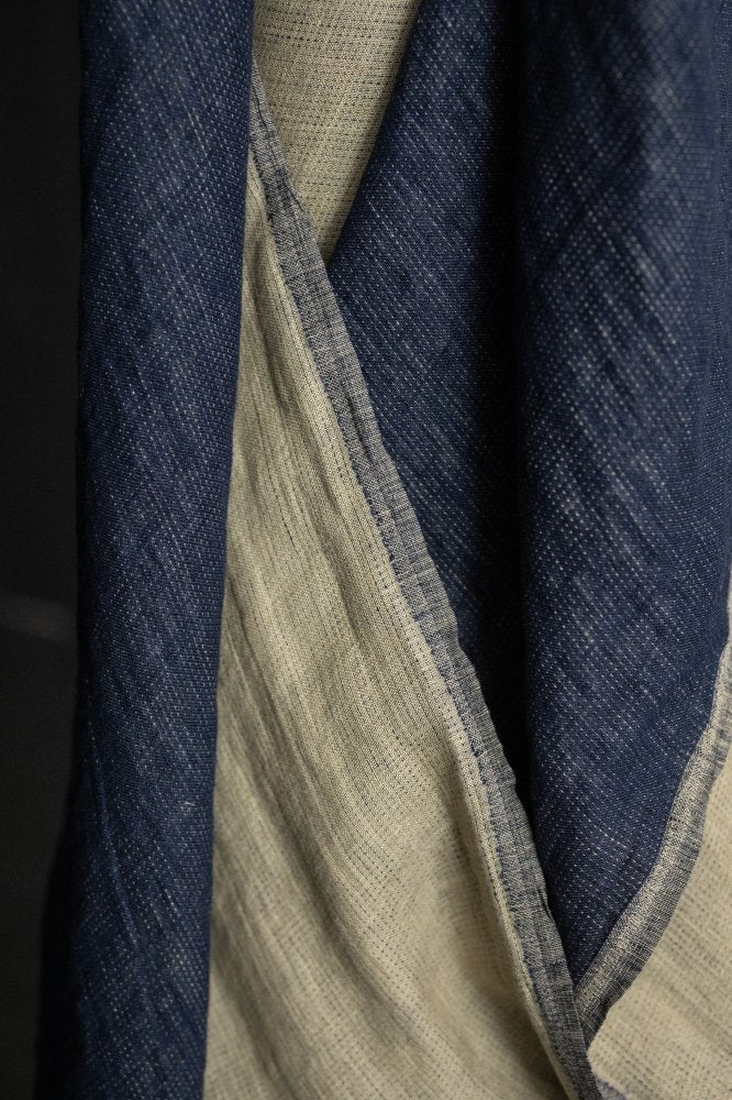 navy double gauze linen fabric