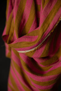 pink ochre stripy fabric