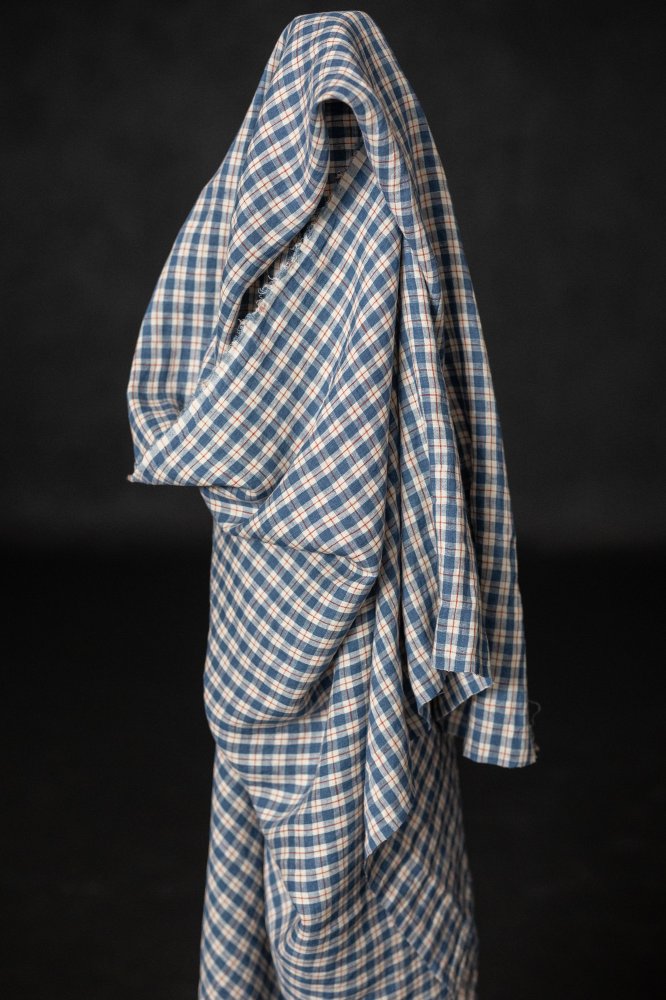 blue gingham linen