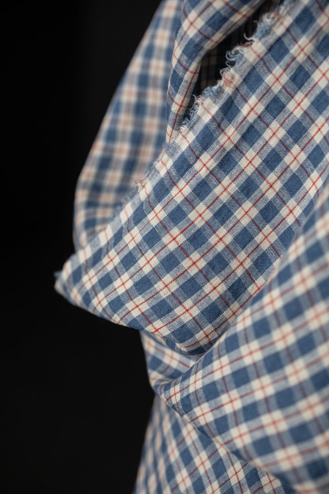 blue gingham linen