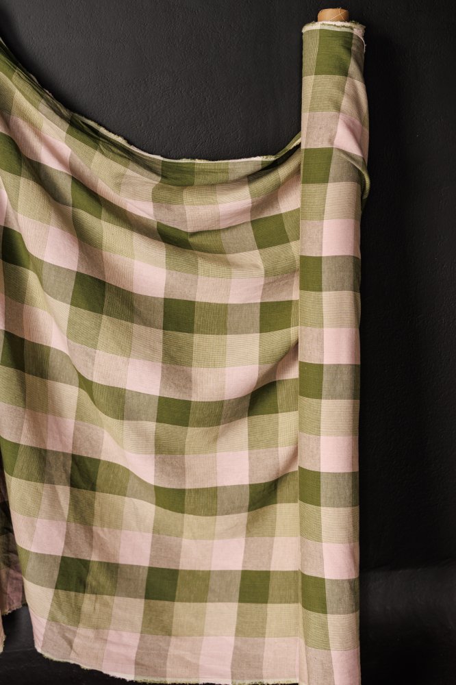 European Laundered Linen/Cotton - Vetiver Check