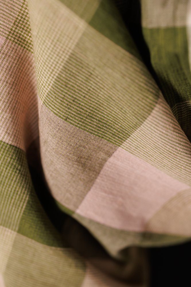 European Laundered Linen/Cotton - Vetiver Check