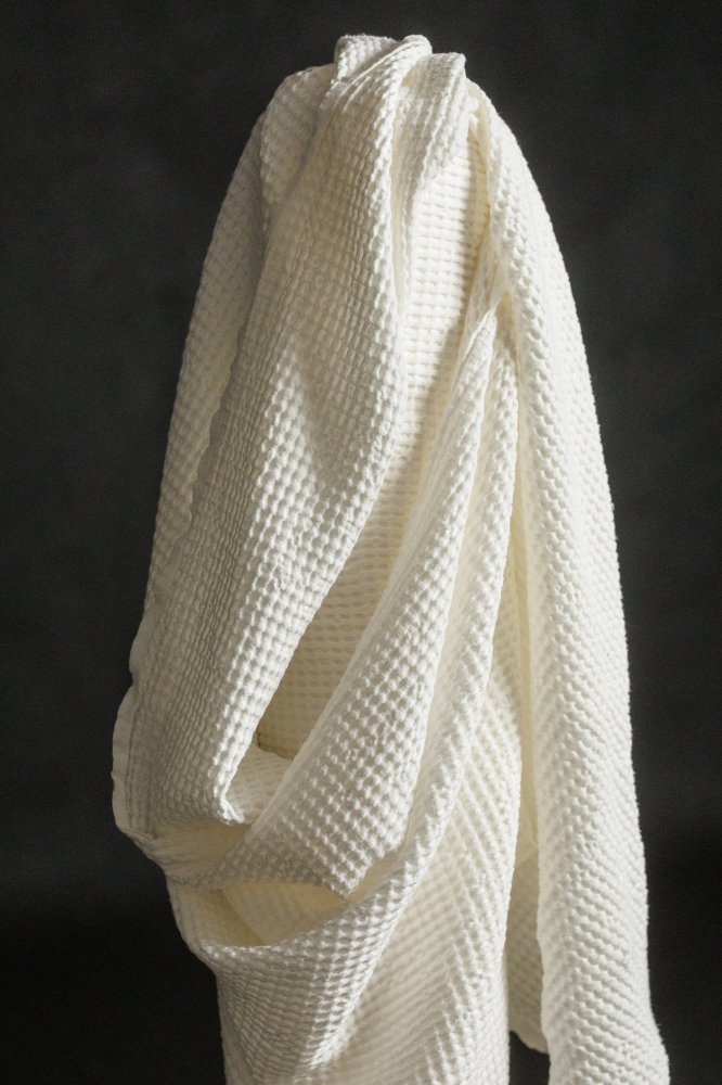 European Linen Waffle - White