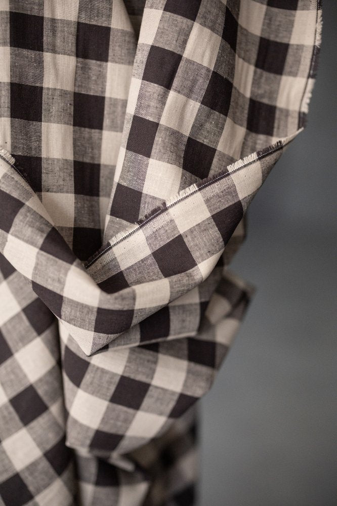 European Laundered Linen/Cotton - Liquorice Gingham