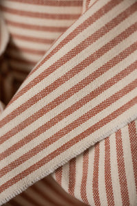 red and white striped recycled cotton upholstery fabric