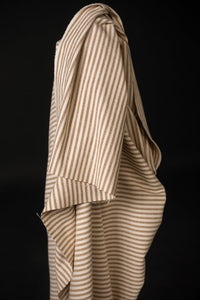 brown and white striped recycled cotton upholstery fabric