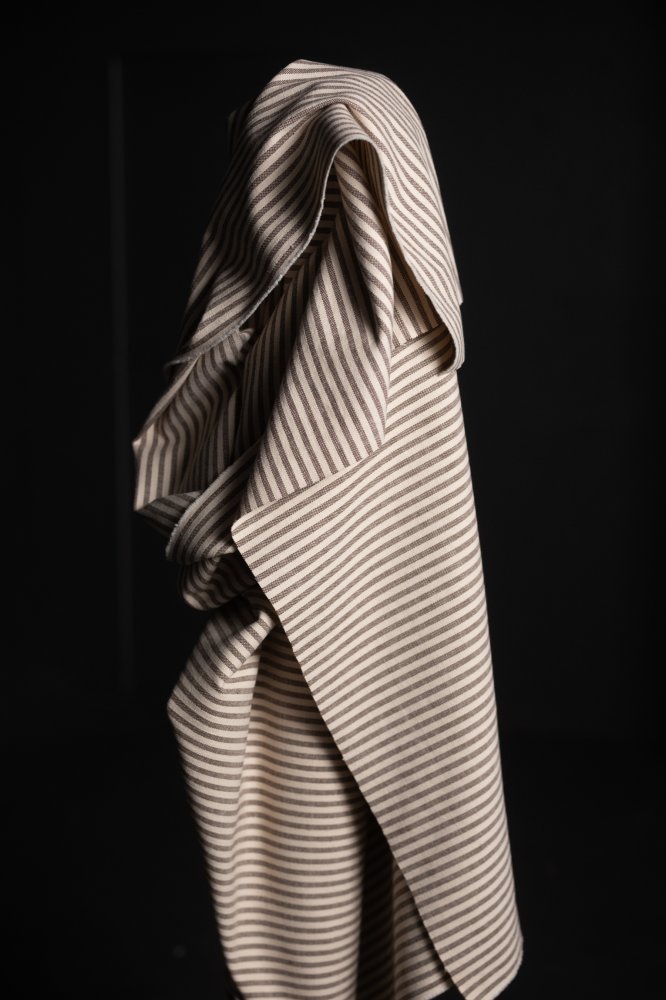 off white and brown heavy weight stripe cotton fabric