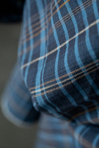 blue check quilted jacquard fabric