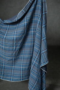 blue check quilted jacquard fabric